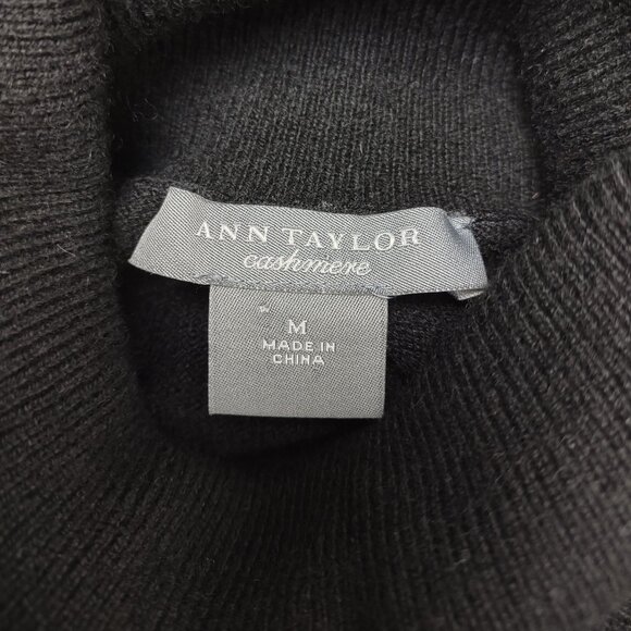Ann Taylor black 100% Cashmere short sleeve turtleneck sweater ladies Medium - Picture 6 of 7